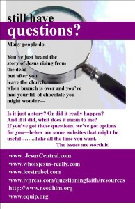 Easter Questions flyer in Jpg format
