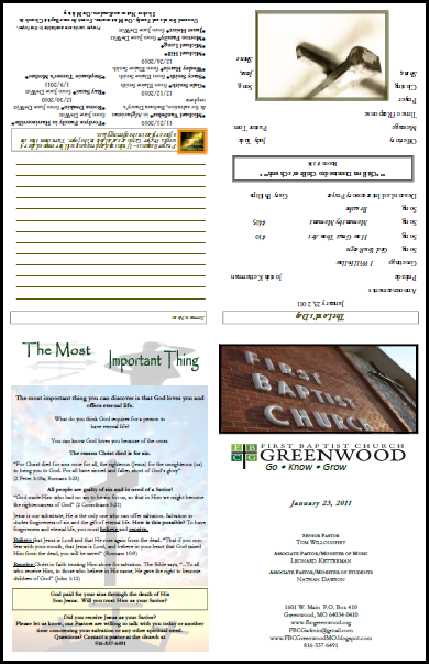 Free church bulletin templates