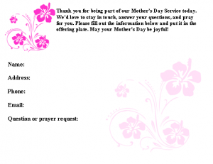 Mother's Day Connection Cards, 1 Mother's Day Connection Card, free card
