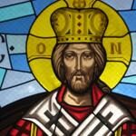 This stained glass window reminds us that Christ is King, but until He returns we need His Word to strengthen us in our daily battles.