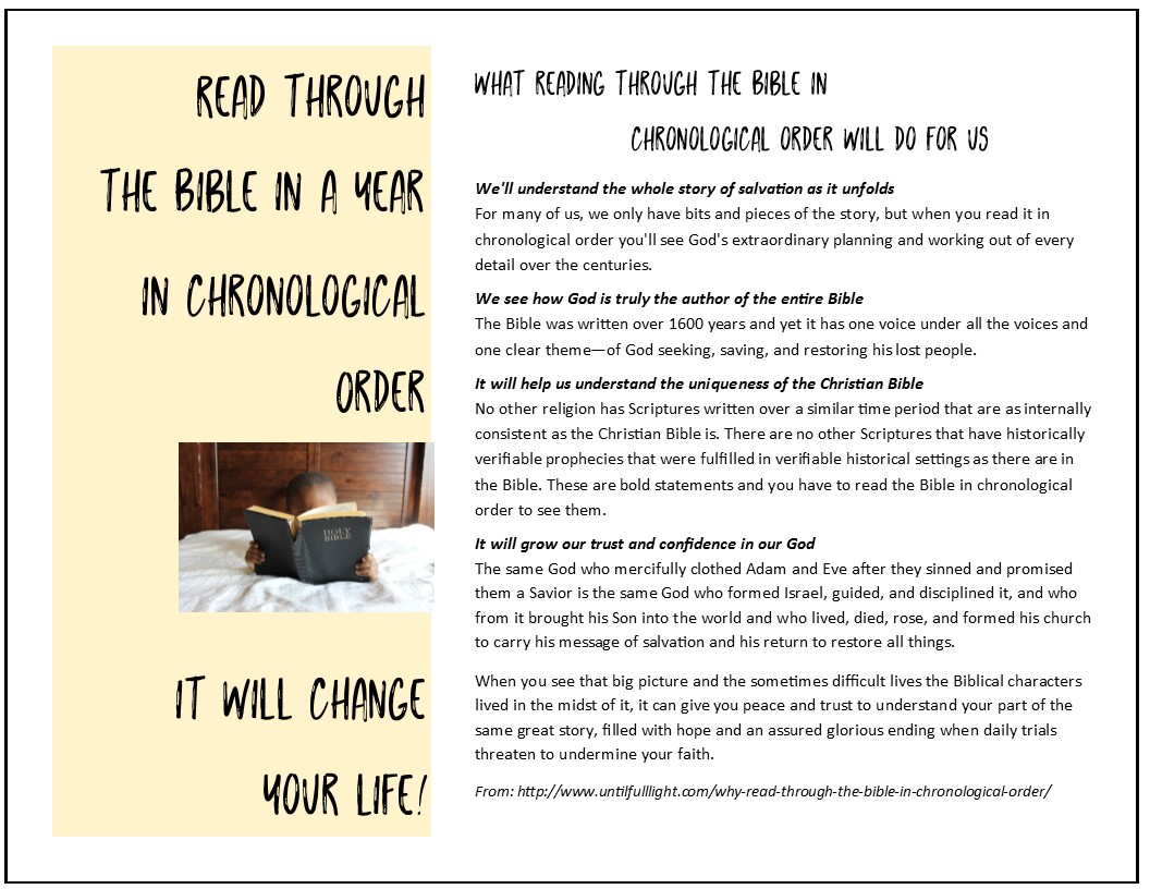 Read The Bible In A Year Chronological Chart