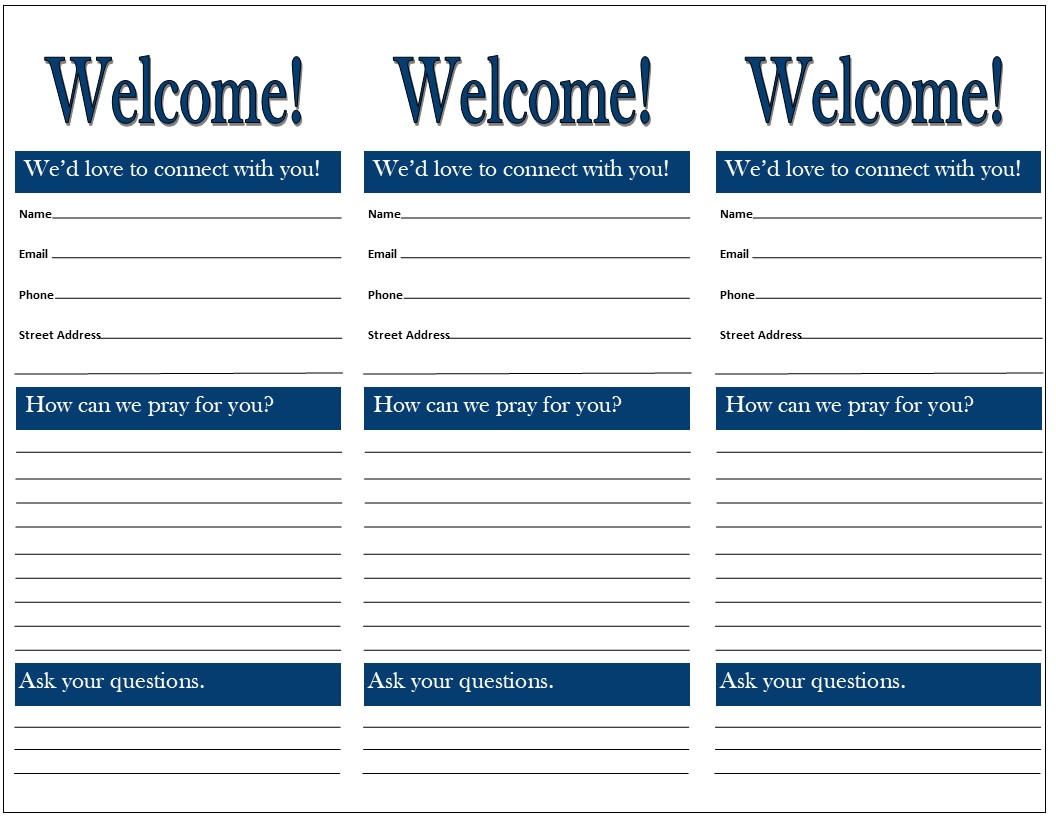 FREE church connection cards  Effective Church Communications Regarding Church Visitor Card Template Word