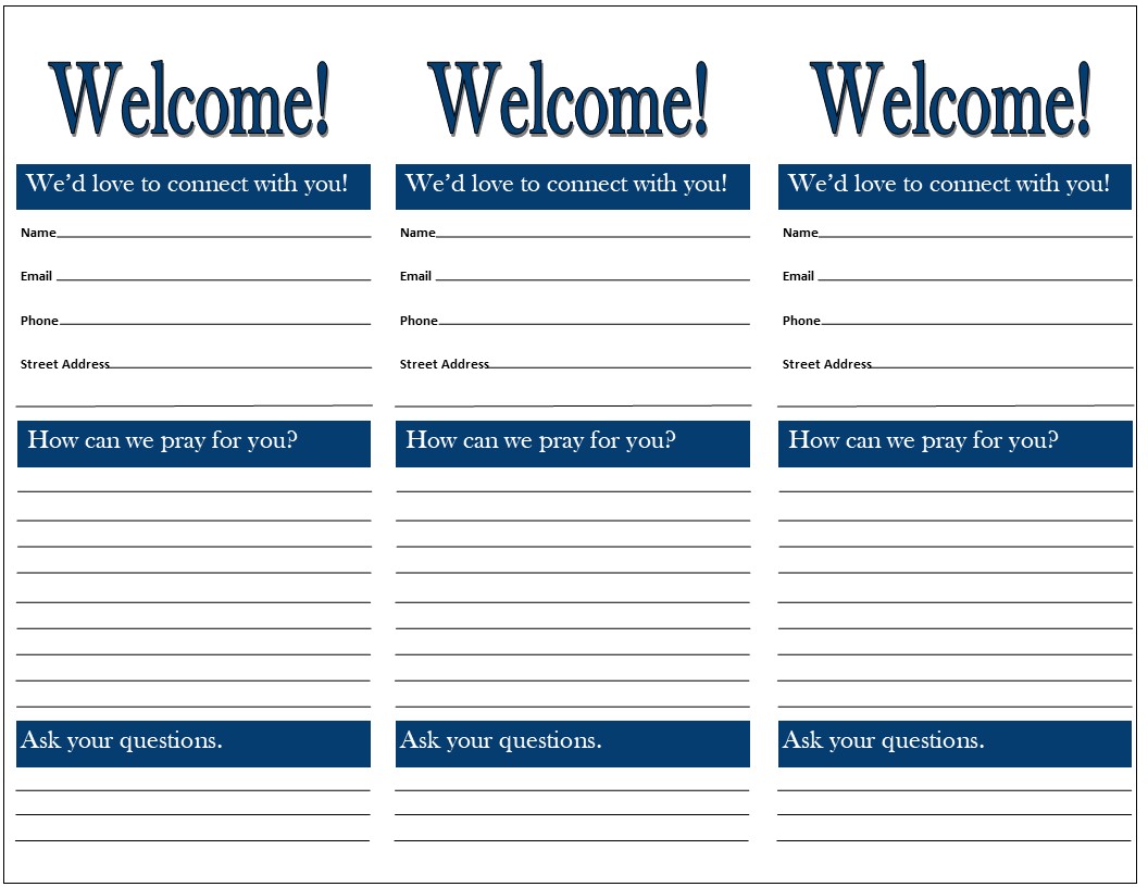 Church Connection Card Template