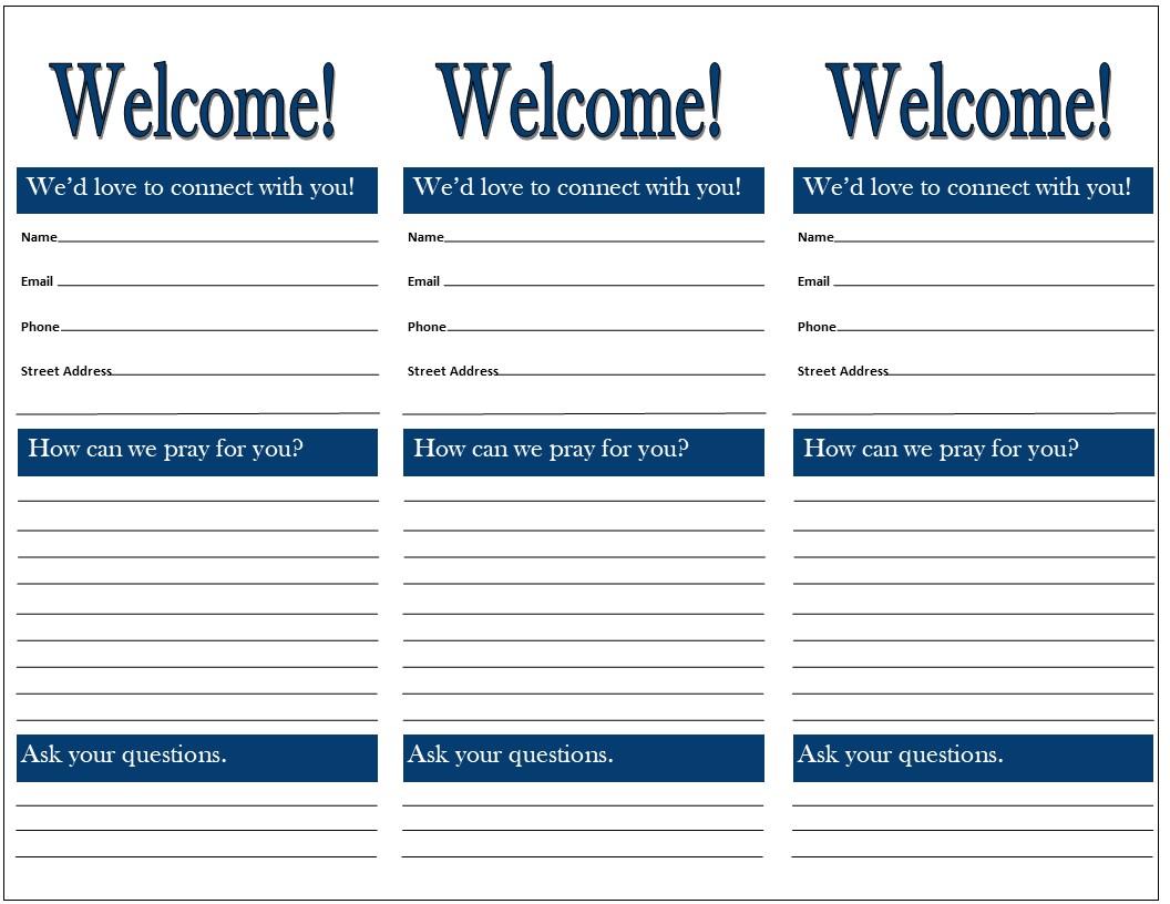 Printable Church Visitor Card Template