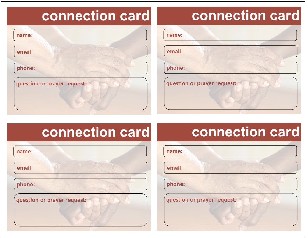 FREE church connection cards  Effective Church Communications In Church Visitor Card Template Word